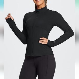 BALEAF Women's Running Jackets Full Zip Slim Fit Workout Track Quick Dry